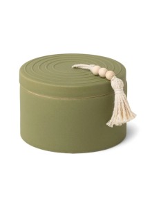 CFH1203EU Cypress and Fir Ceramic Candle with Lid and Beaded Hang Tag 283g Sage Green